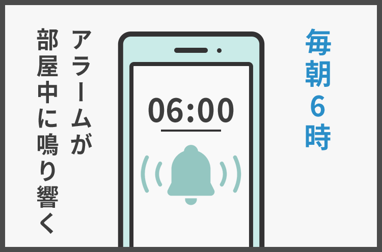 毎朝6時アラームが部屋中に鳴り響く